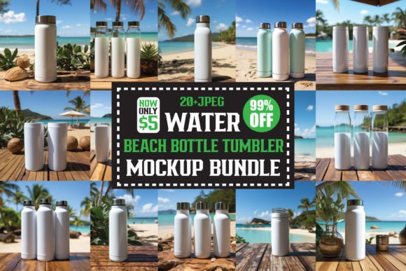 Beach Tumbler Mockup Bundle: Graphics for Product Mockups