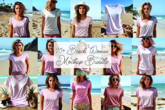 Beach Woman Mockup Bundle: Graphics for Product Mockups