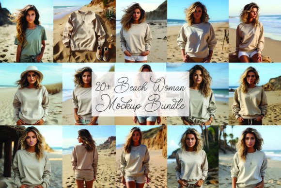 Beach Woman Mockups Bundle: Graphics for Product Mockups