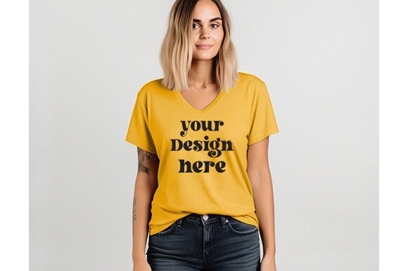 Bella Canvas 3005 Mustard Mockup: Graphics & Product Mockups