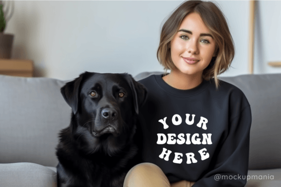 Black Sweater Dog Mom Mockup for Graphics & Product Mockups
