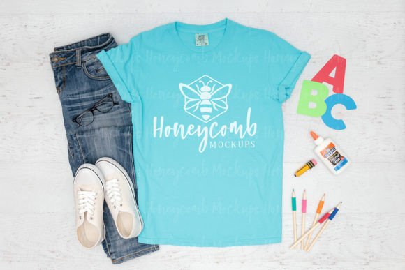Comfort Colors 1717 Lagoon Teacher Mock: Graphics & Product Mockups