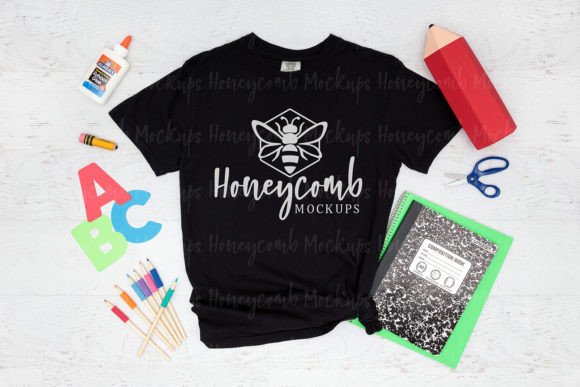 Comfort Colors Black 1717 Teacher Mockup: Premium Graphics & Product Mockups