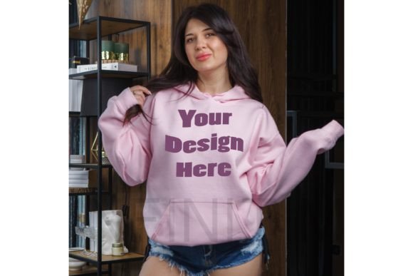 Gildan 18500 Pink Mockup: Graphics & Product Mockups