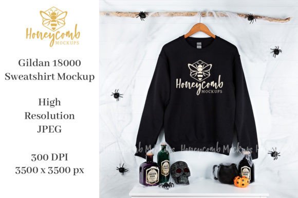 Halloween Gildan 18000 Black Mockup: Premium Graphics & Product Mockups
