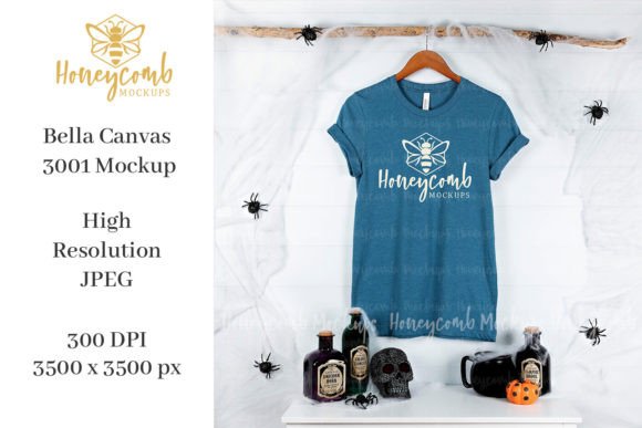 Halloween Heather Deep Teal 3001 Mockup: Graphics & Product Mockups