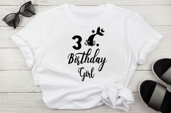 Mermaid 3rd Birthday Girl Graphics for Crafts