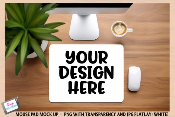 Mousepad Mockup on Wooden Desk: Graphics & Product Mockups