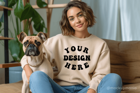 Sand Sweater Dog Mom Mockup: Graphics for Product Mockups