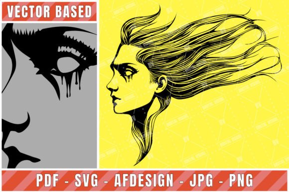 Stylized Woman Profile Graphics for Crafts