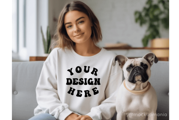 White Sweater Dog Mom Mockup: Graphics & Product Mockups