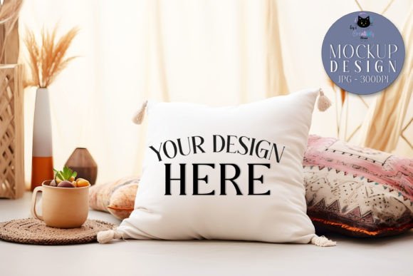 White Themed Pillow Mockup: Graphics & Product Mockups